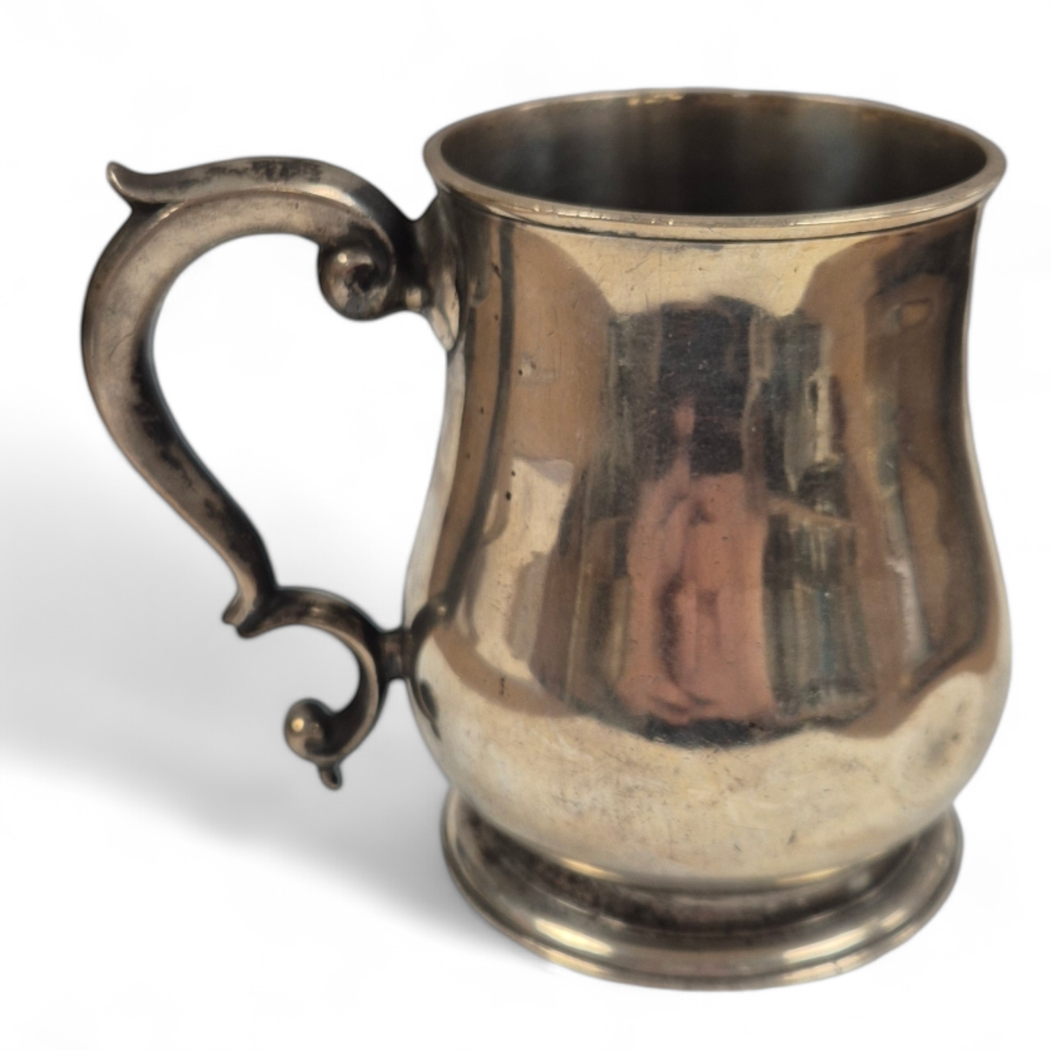 A George V silver baluster mug, Goldsmiths & Silversmiths Co Ltd, London, 1917, height 92mm, 8.8oz. Condition - poor to fair